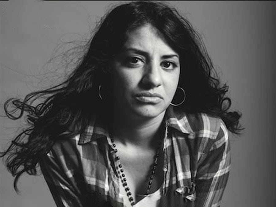 Black and white portrait of Bernadette Scarduzio.