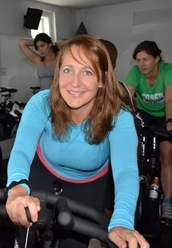 Allison Moore in a spin class.