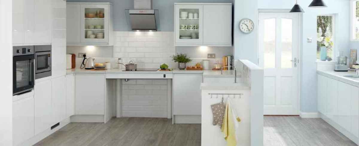 A bright, open home with grab bars and clear walkways set up for safe, independent living.